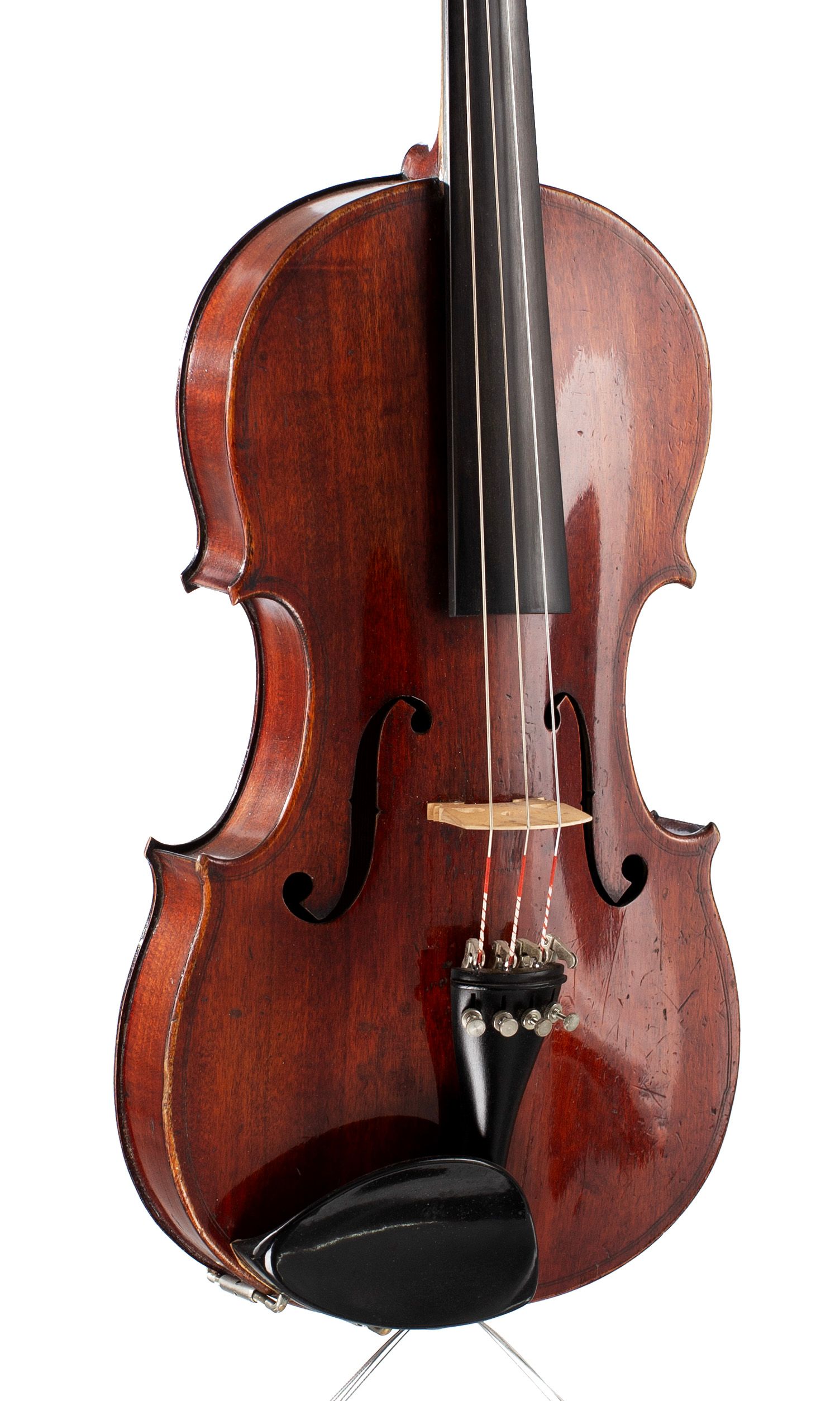 Violin, Workshop of Jérôme Thibouville-Lamy, Mirecourt, circa 1900 — angled view, 30°