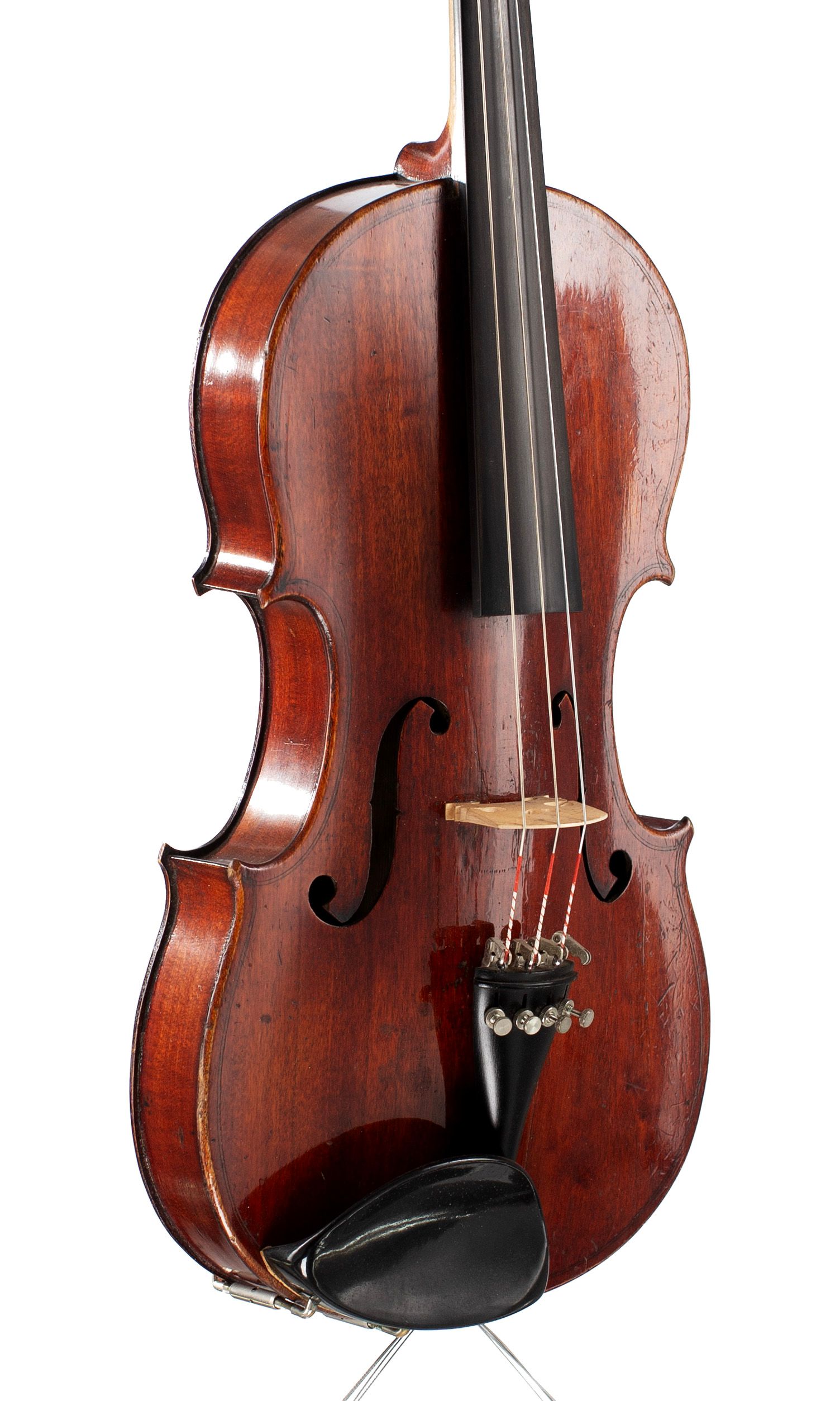 Violin, Workshop of Jérôme Thibouville-Lamy, Mirecourt, circa 1900 — angled view, 40°