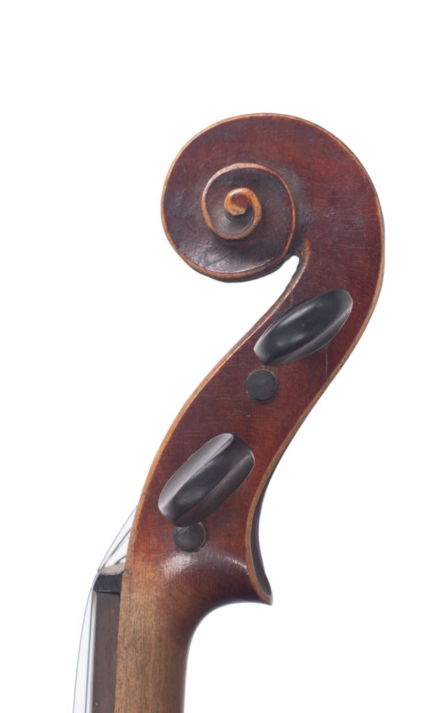 Violin, Workshop of Jérôme Thibouville-Lamy, Mirecourt, circa 1890 — scroll