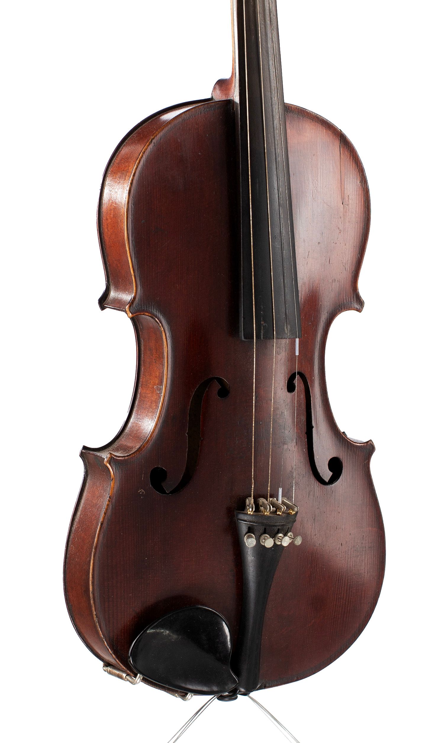 Violin, Workshop of Jérôme Thibouville-Lamy, Mirecourt, circa 1890 — angled view, 30°