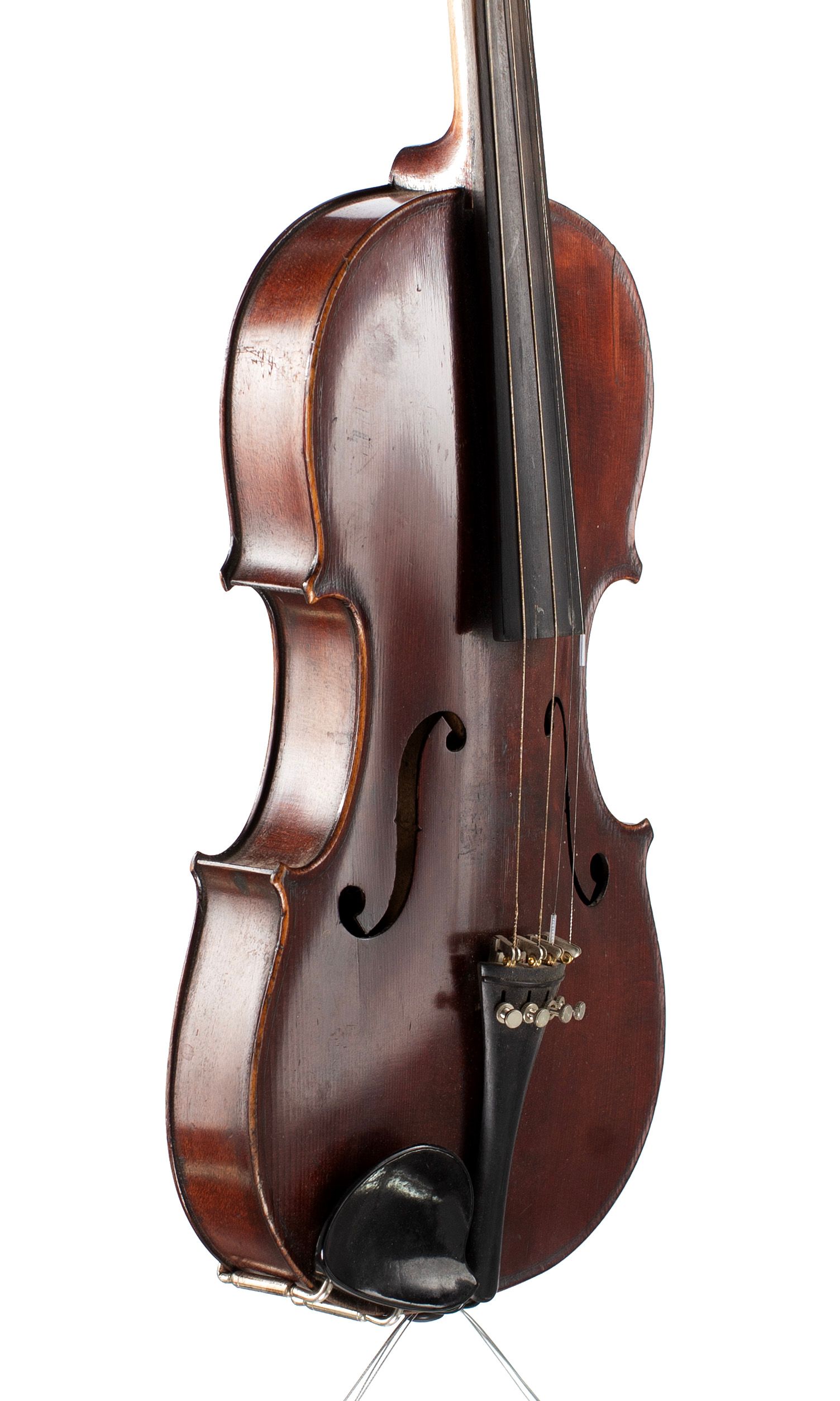 Violin, Workshop of Jérôme Thibouville-Lamy, Mirecourt, circa 1890 — angled view, 50°