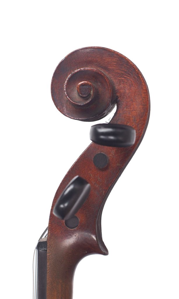 Violin, Workshop of Jérôme Thibouville-Lamy, Mirecourt, circa 1890 — scroll