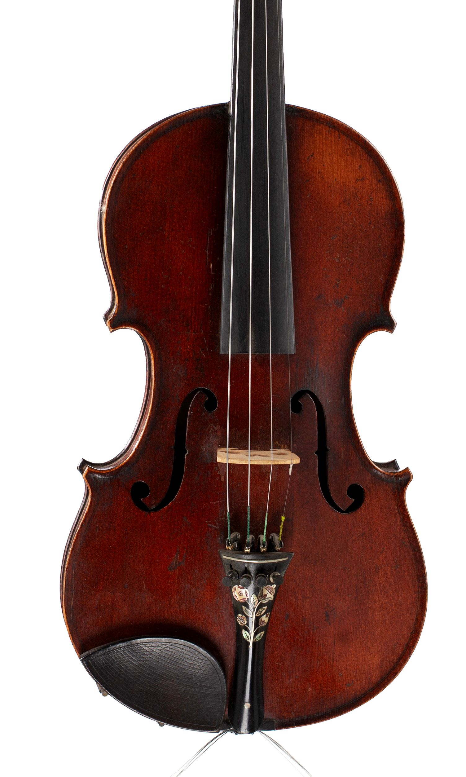 Violin, Workshop of Jérôme Thibouville-Lamy, Mirecourt, circa 1890 — angled view, 10°