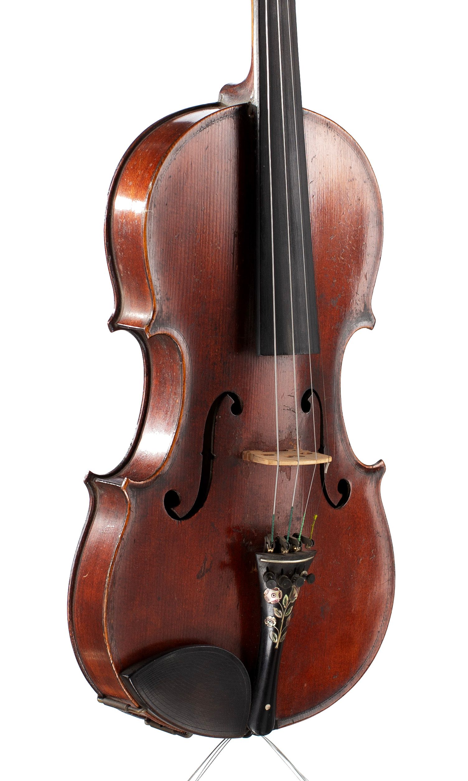 Violin, Workshop of Jérôme Thibouville-Lamy, Mirecourt, circa 1890 — angled view, 40°