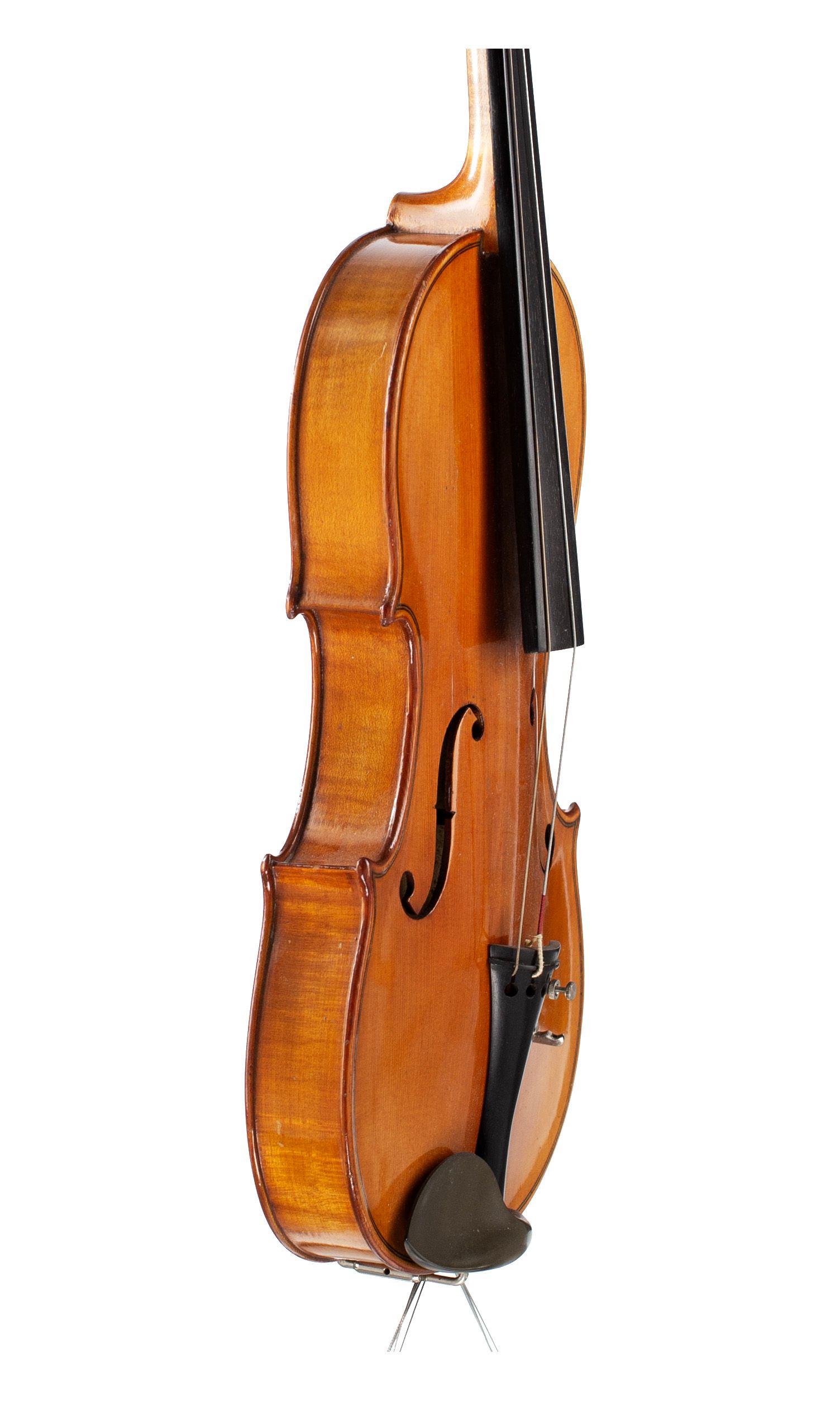 Three-quarter sized violin, Workshop of Jérôme Thibouville-Lamy, Mirecourt, circa 1890 — angled view, 70°