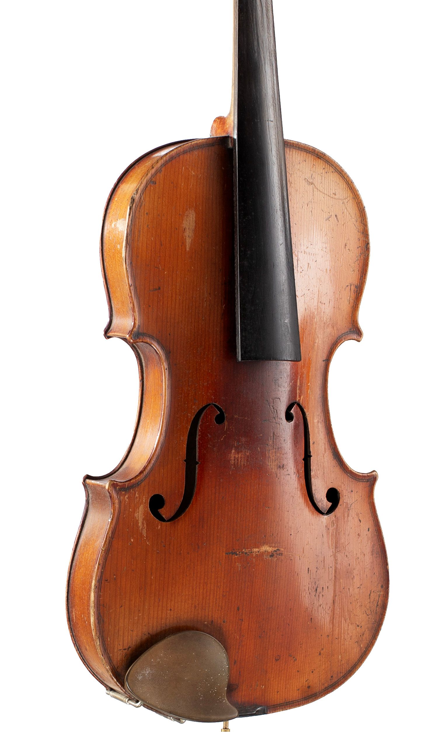 Violin, Workshop of Jérôme Thibouville-Lamy, Mirecourt, circa 1890 — angled view, 30°