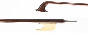 An ivory-mounted small-sized violin bow by John Dodd, London, circa 1780 — head and frog