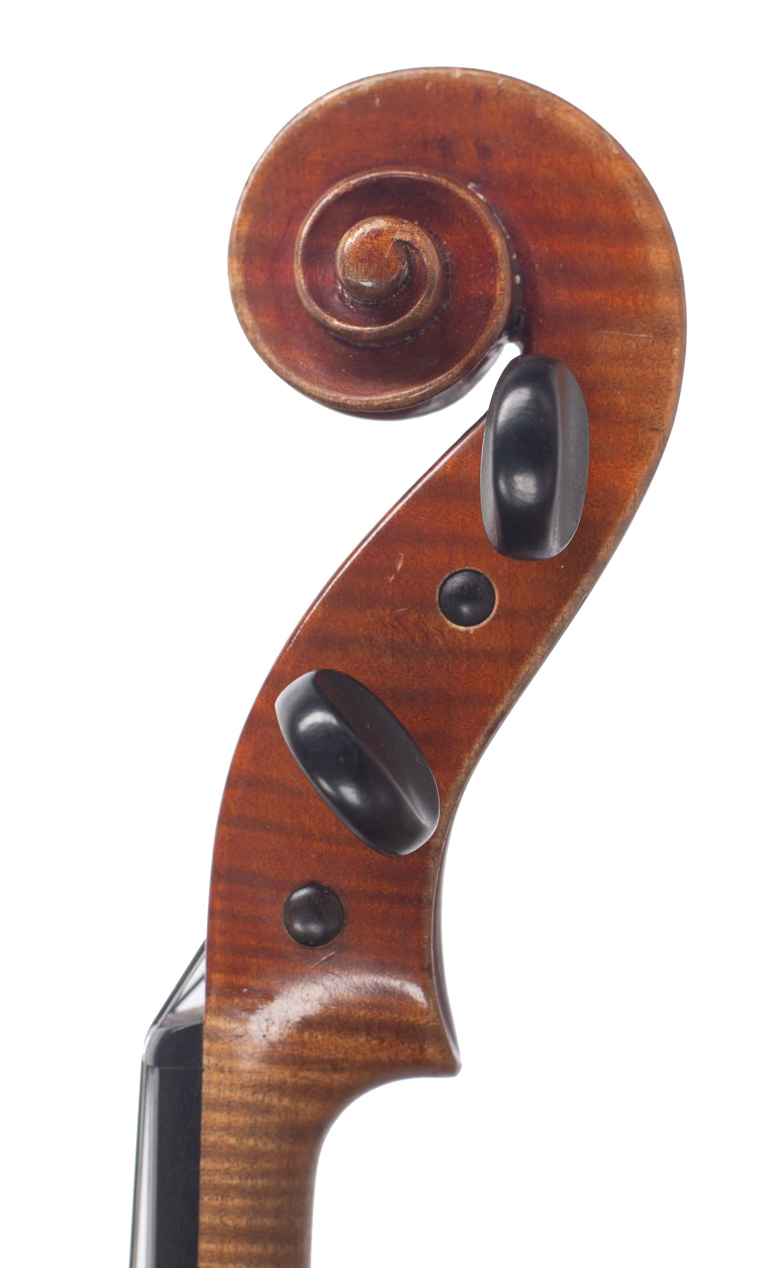 Viola by Otto Bruckner, Markneukirchen, circa 1960 — scroll