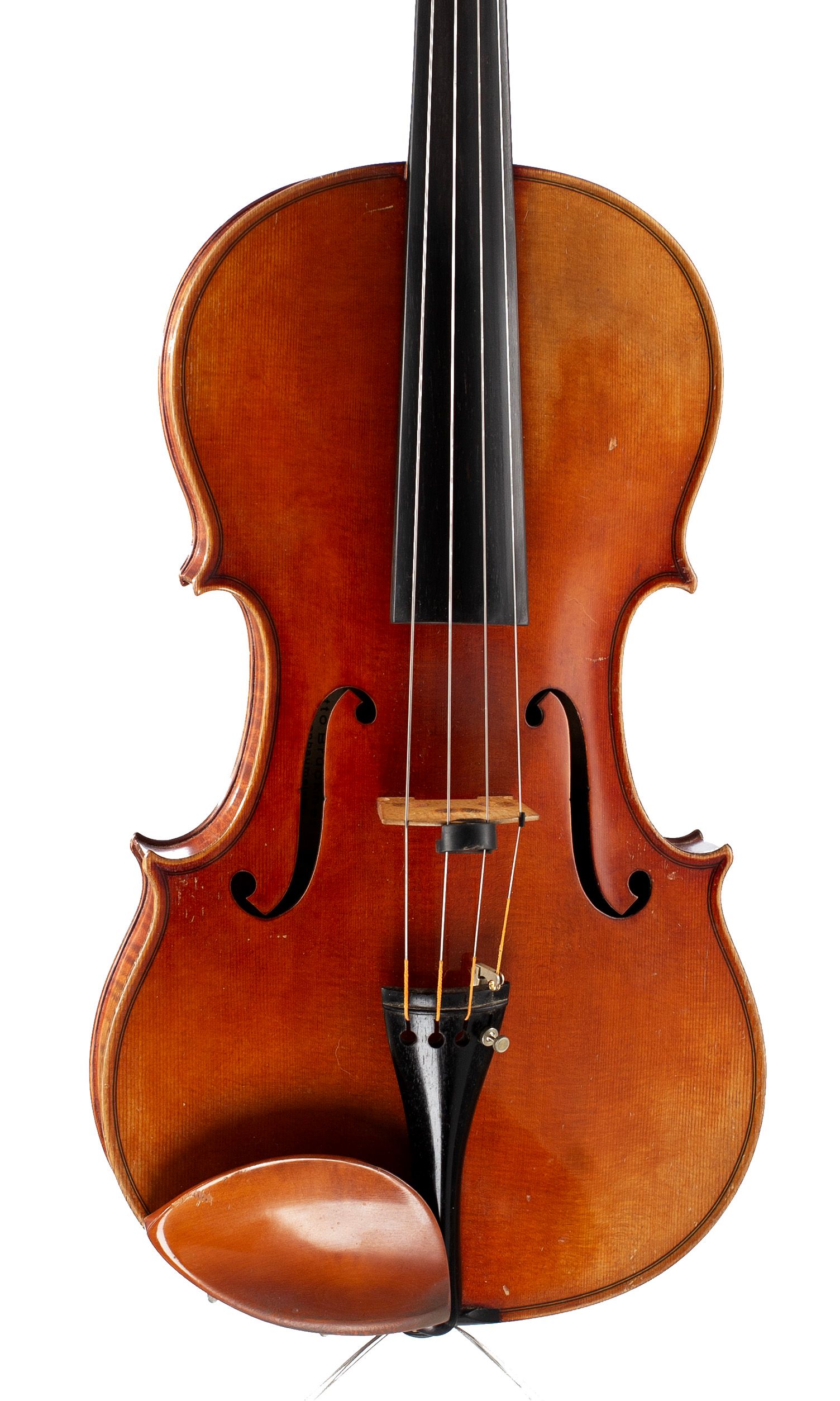 Viola by Otto Bruckner, Markneukirchen, circa 1960 — angled view, 10°