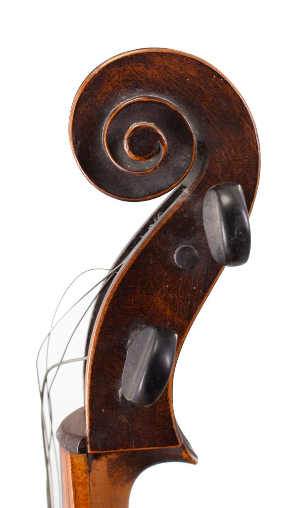 Cello, Workshop of Jérôme Thibouville-Lamy, Mirecourt, circa 1900 — scroll
