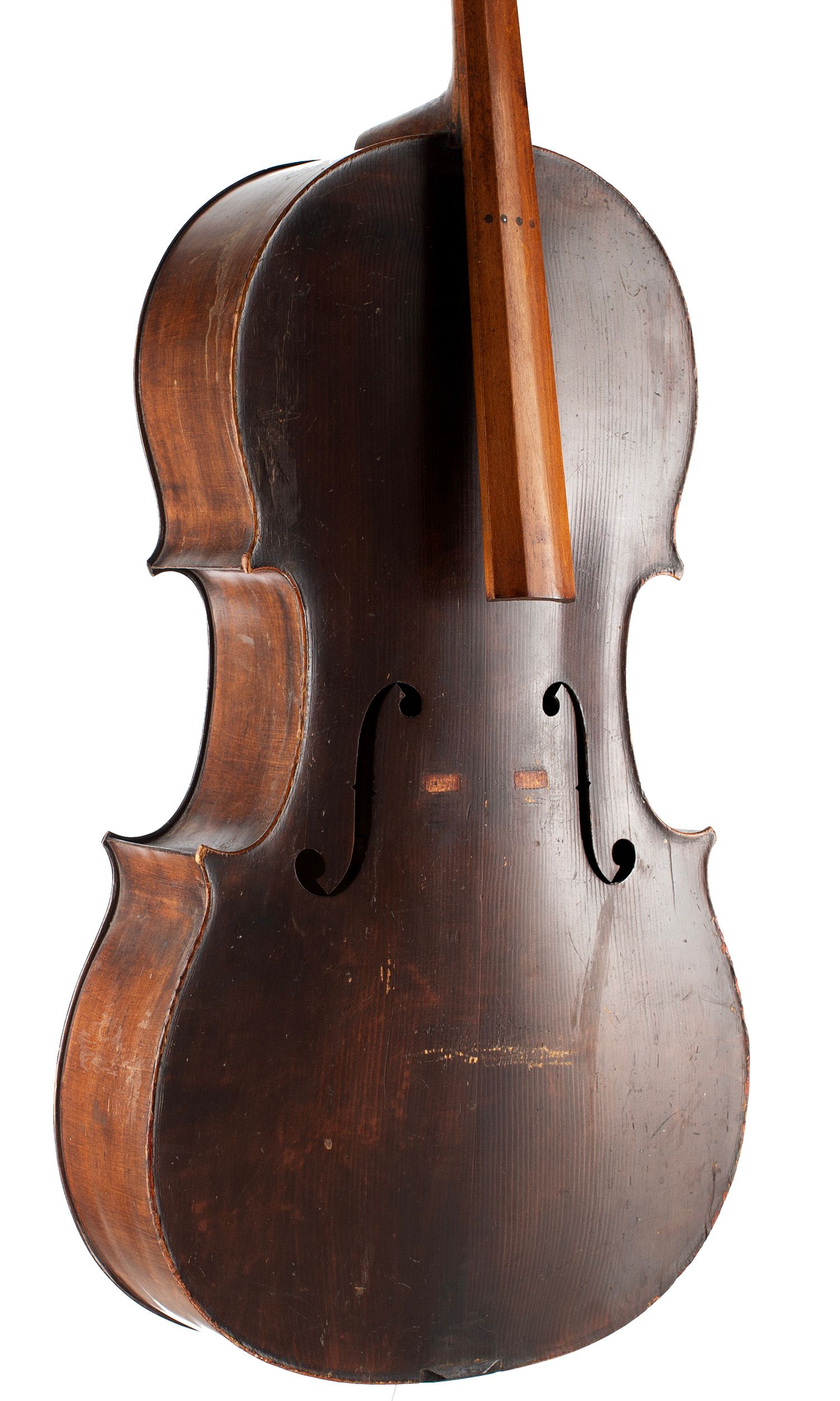 Cello, Workshop of Jérôme Thibouville-Lamy, Mirecourt, circa 1900 — angled view, 30°