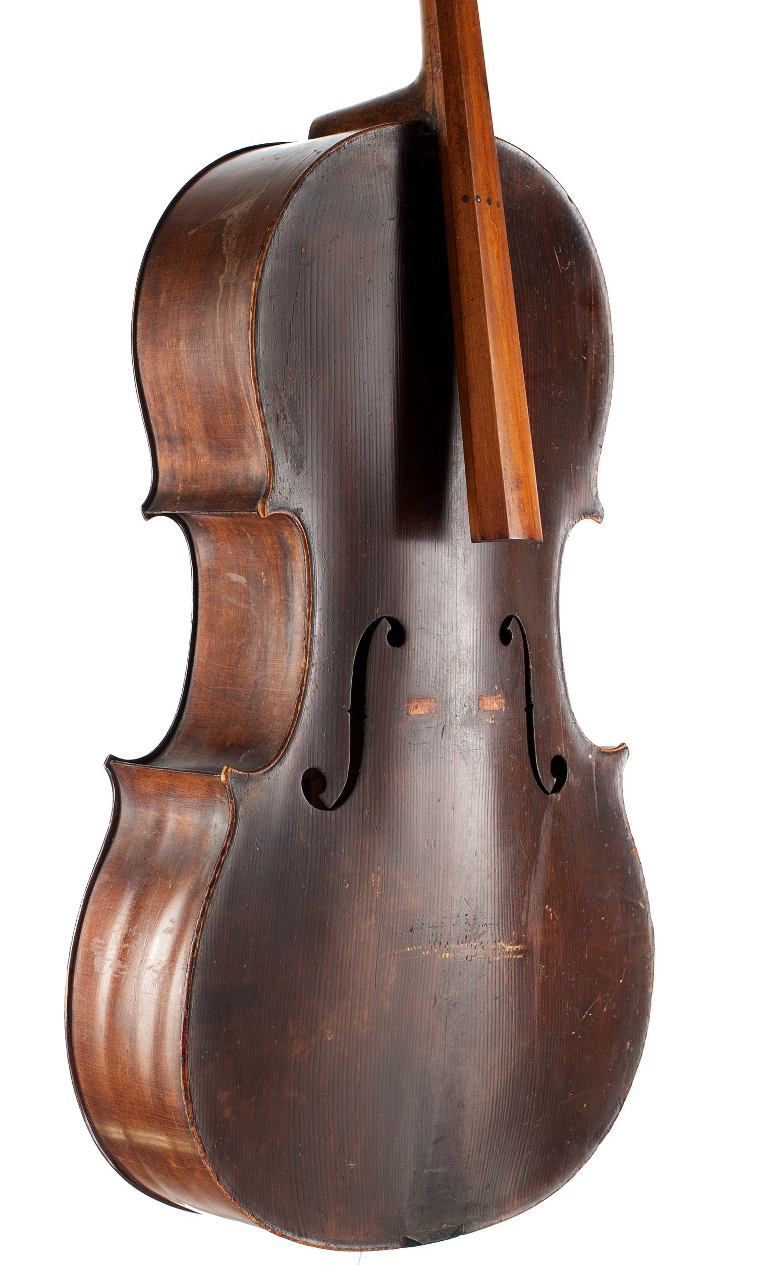 Cello, Workshop of Jérôme Thibouville-Lamy, Mirecourt, circa 1900 — angled view, 40°