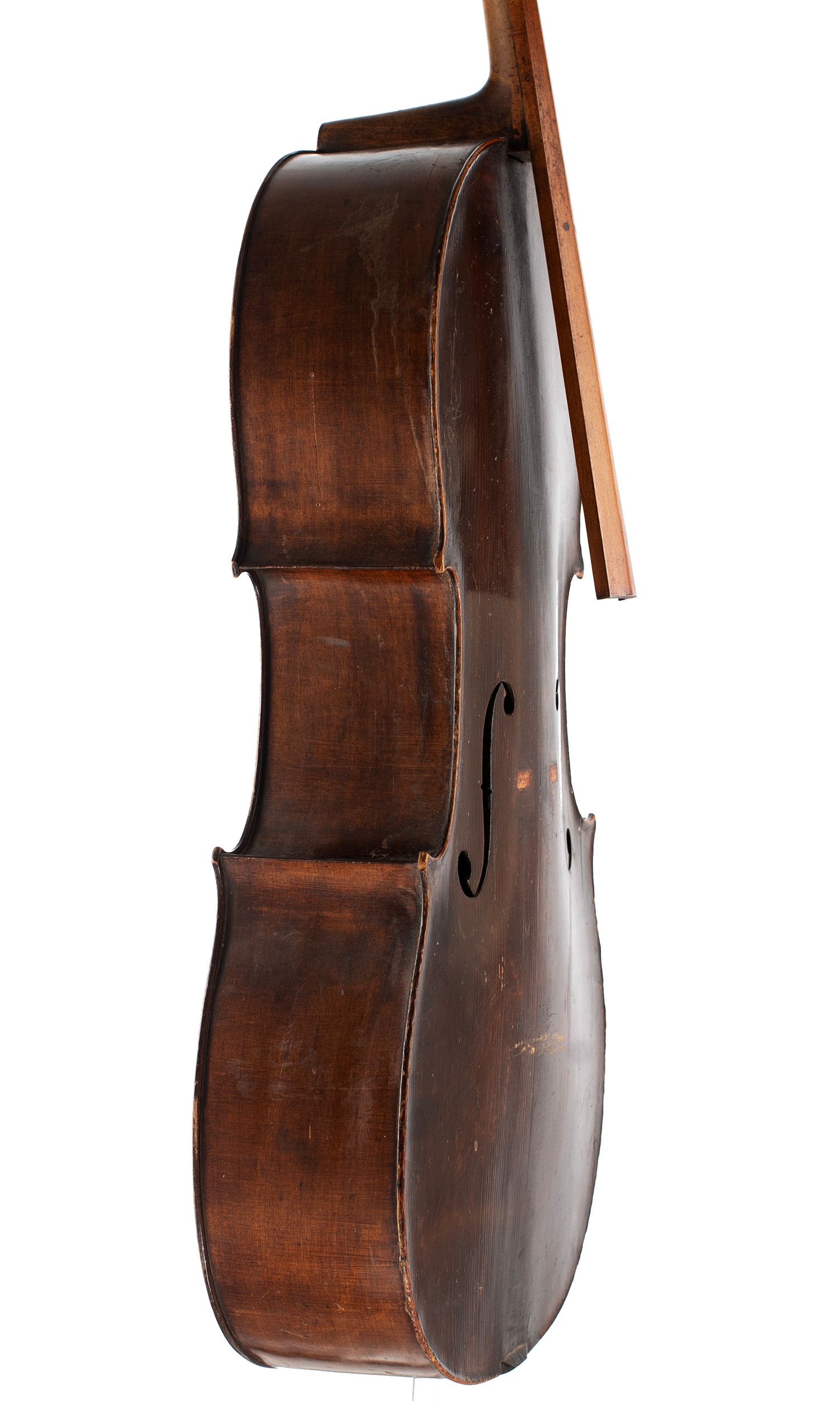 Cello, Workshop of Jérôme Thibouville-Lamy, Mirecourt, circa 1900 — angled view, 70°