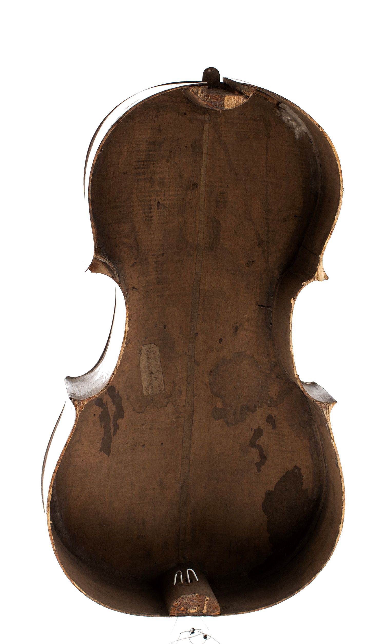 Cello body by Joseph Hill, London, 1756 — angled view, 10°