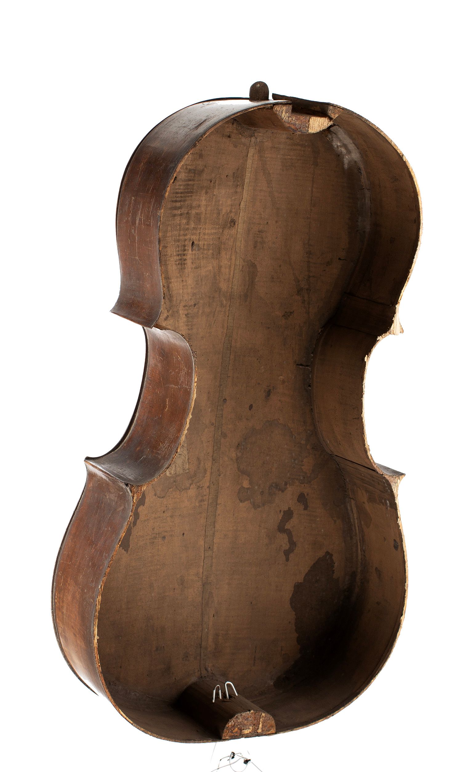 Cello body by Joseph Hill, London, 1756 — angled view, 30°