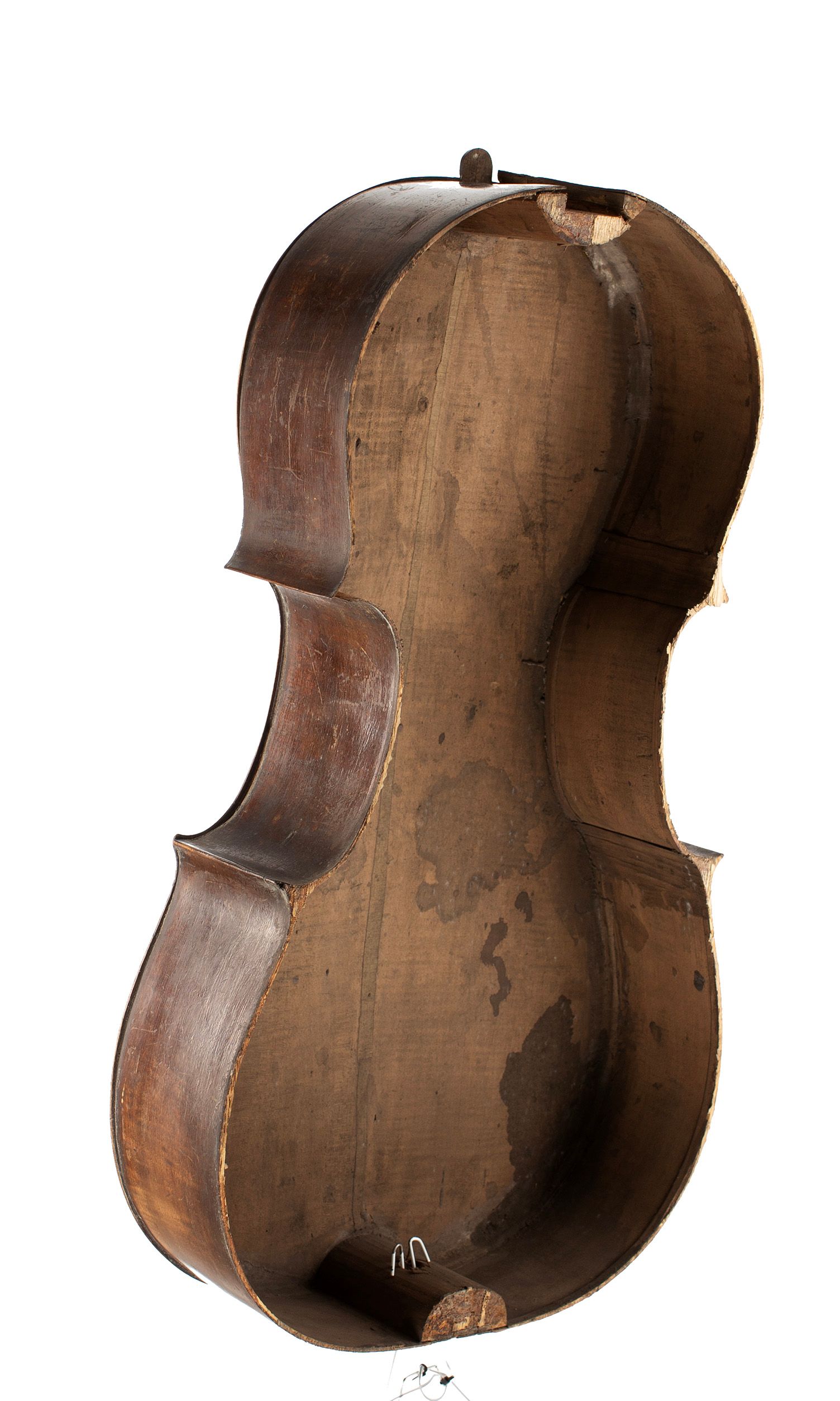 Cello body by Joseph Hill, London, 1756 — angled view, 40°