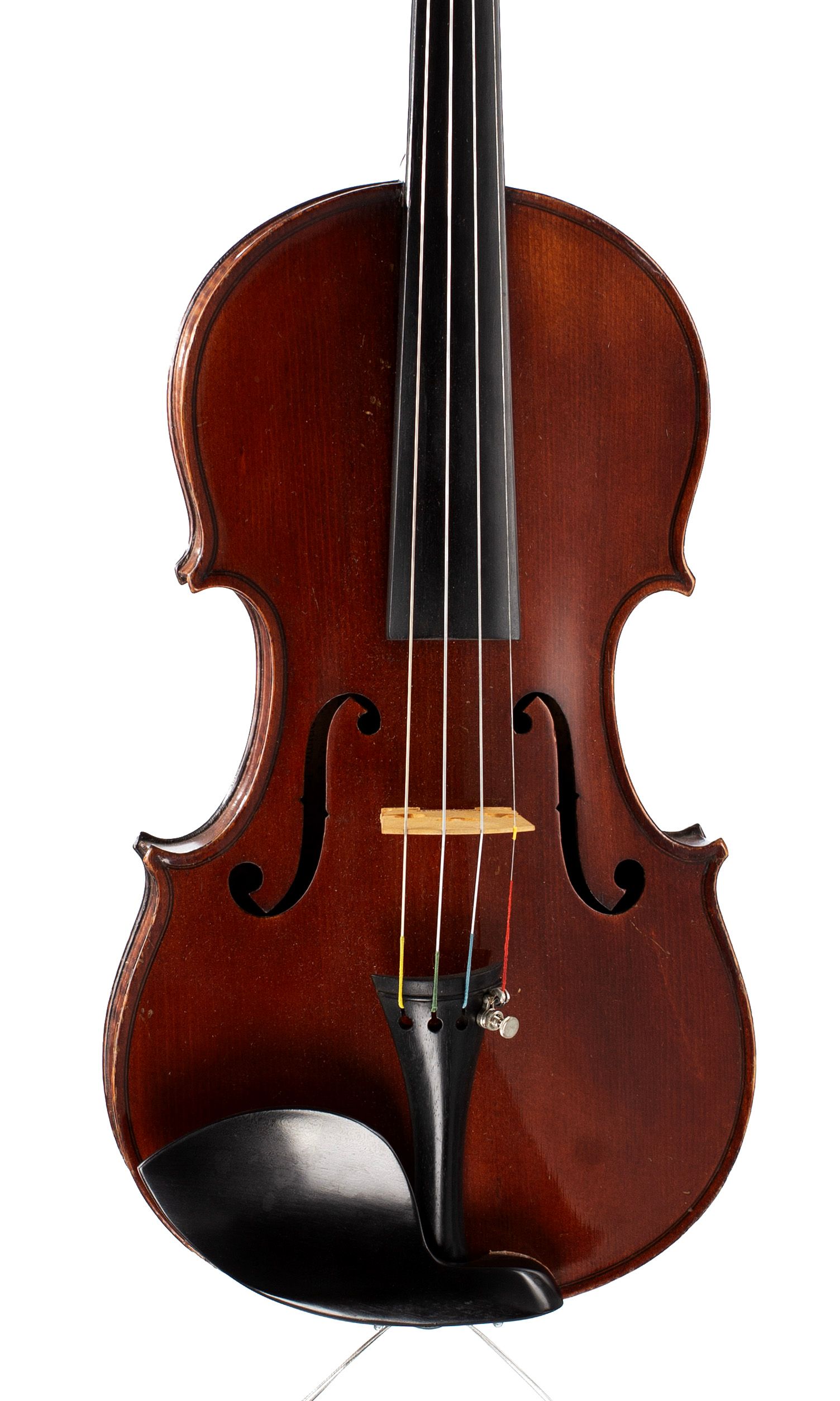 Violin, Workshop of Jérôme Thibouville-Lamy, Mirecourt, circa 1890 — angled view, 10°