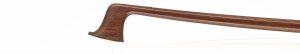 A nickel-mounted violin bow by Hermann Richard Pfretzschner, Germany, circa 1900 — head and frog