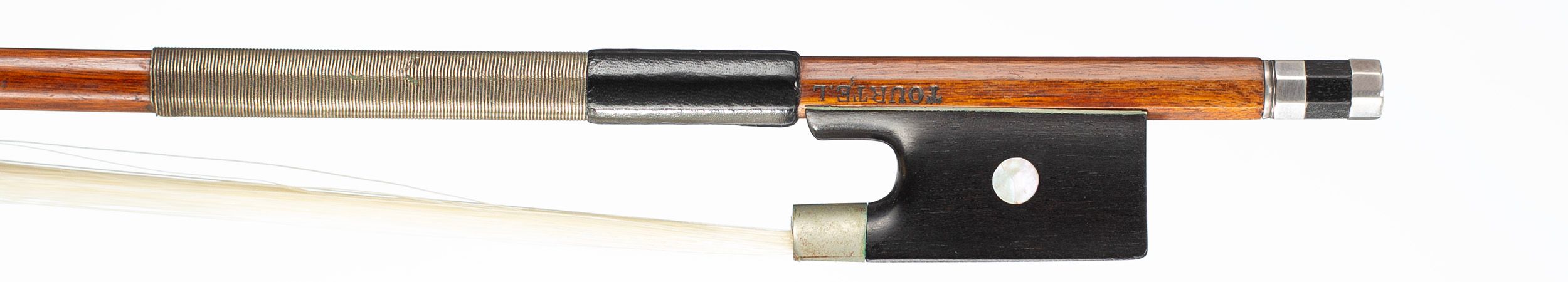 A nickel-mounted violin bow by Eugène Cuniot [Cuniot-Hury], Mirecourt, circa 1895 — frog