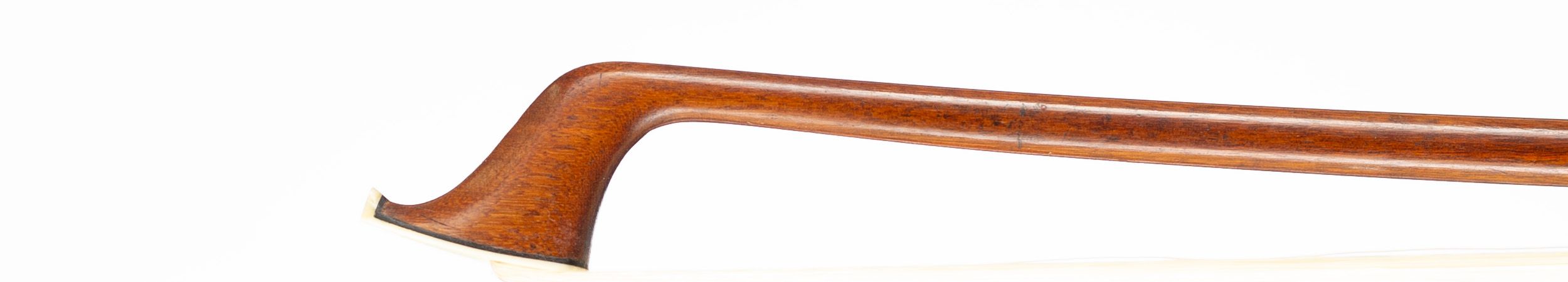 A nickel-mounted violin bow by Eugène Cuniot [Cuniot-Hury], Mirecourt, circa 1895 — head