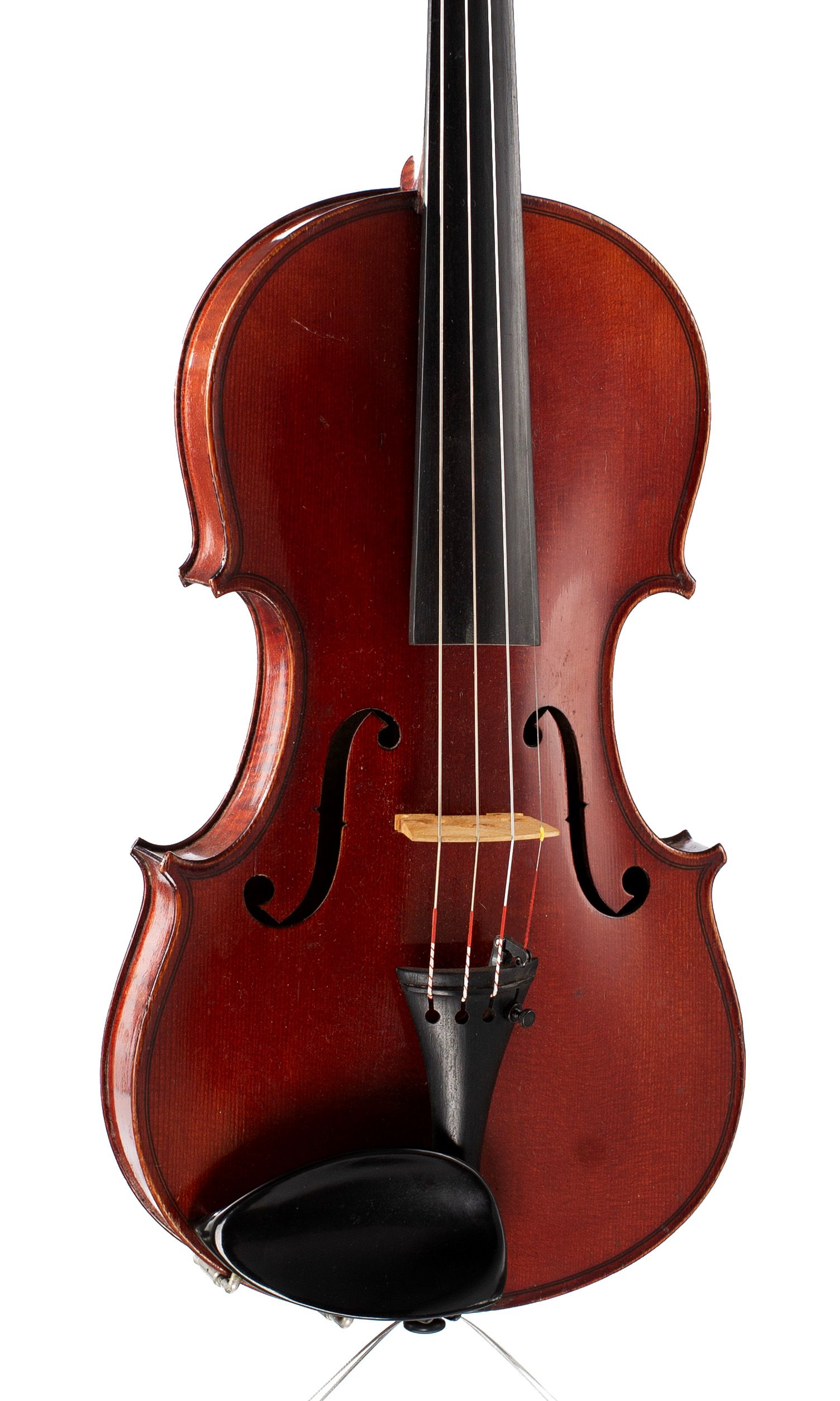 Violin, Workshop of Jérôme Thibouville-Lamy, Mirecourt, circa 1900 — angled view, 20°
