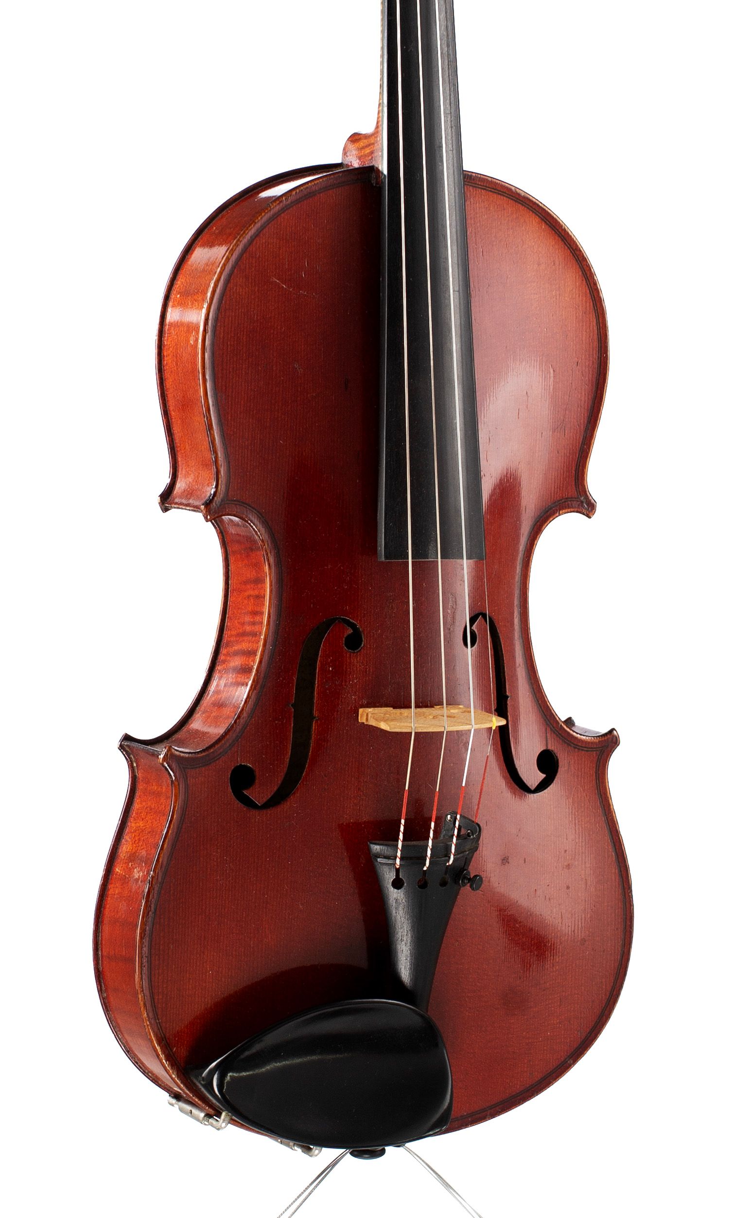 Violin, Workshop of Jérôme Thibouville-Lamy, Mirecourt, circa 1900 — angled view, 30°