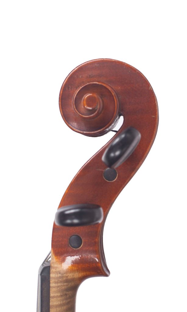 Violin by Hermann Dolling Jr, Markneukirchen, circa 1920 — scroll