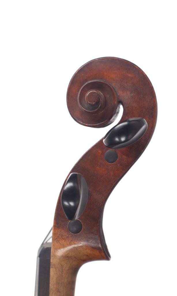 Violin by W M Harrison, Batley, 1909 — scroll