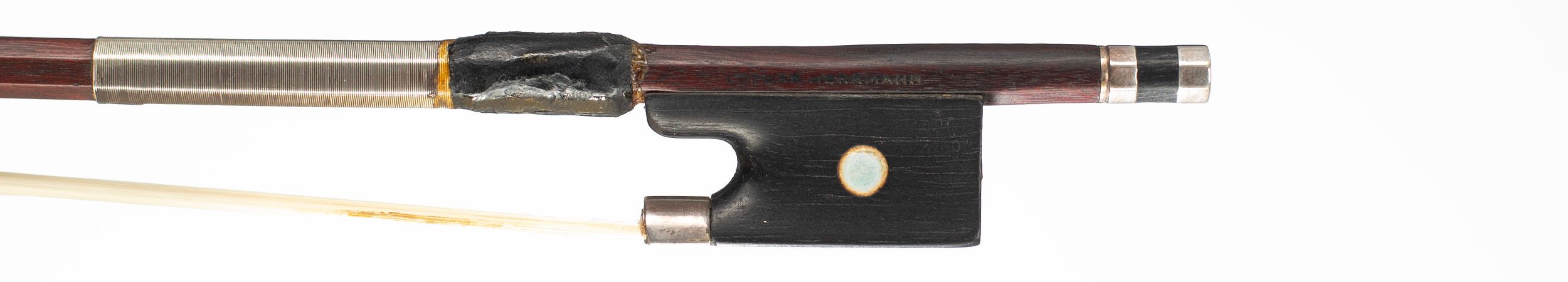 A silver-mounted violin bow by Lothar Hermann, Markneukirchen, circa 1950 — frog