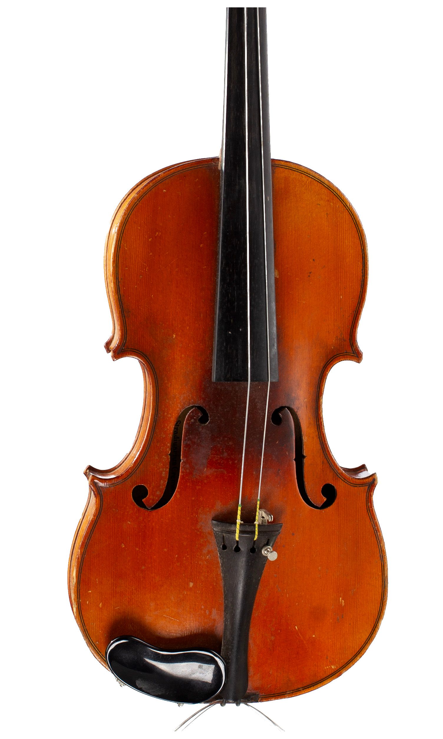 Three-quarter sized violin, Workshop of Jérôme Thibouville-Lamy, Mirecourt, circa 1900 — angled view, 10°