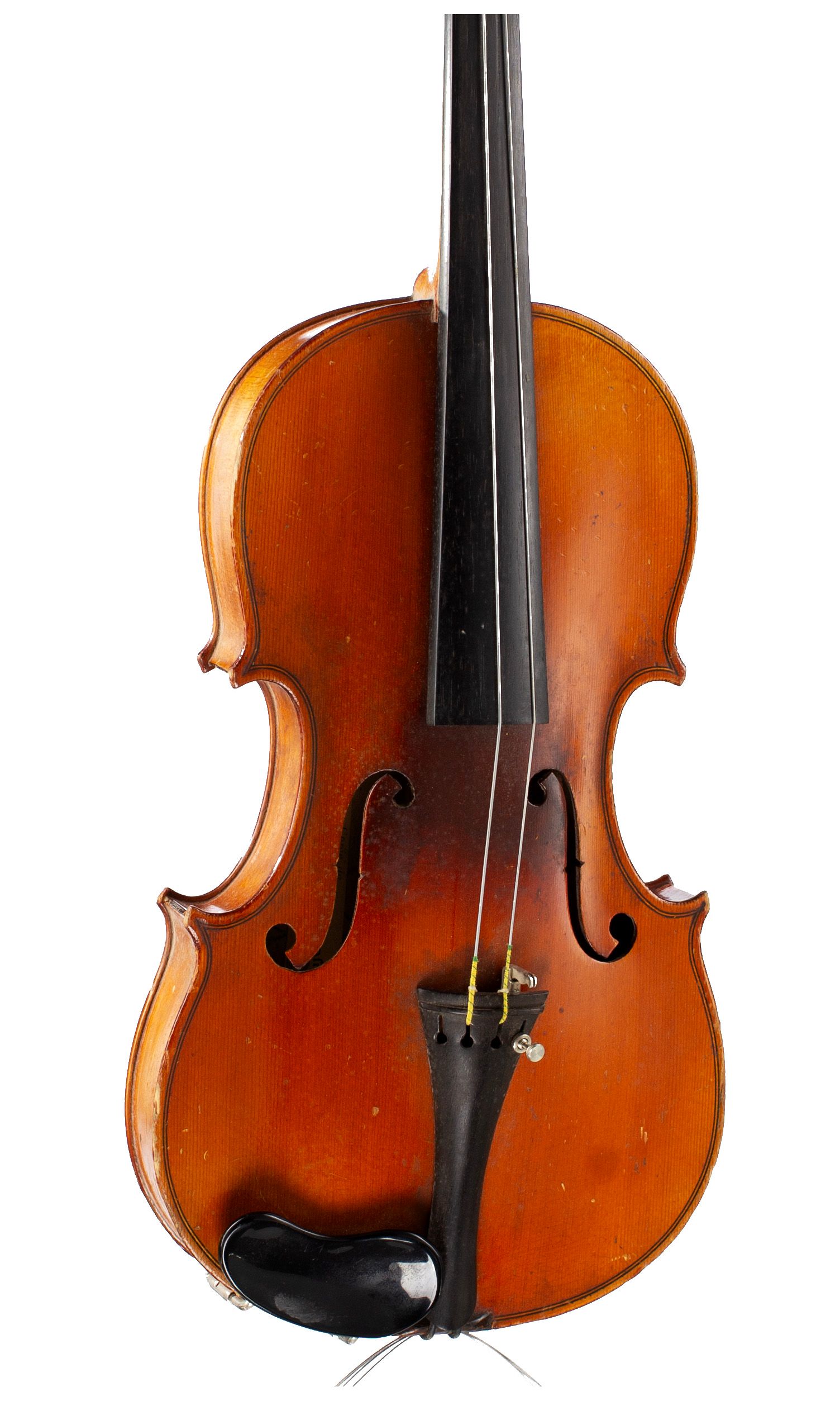 Three-quarter sized violin, Workshop of Jérôme Thibouville-Lamy, Mirecourt, circa 1900 — angled view, 20°