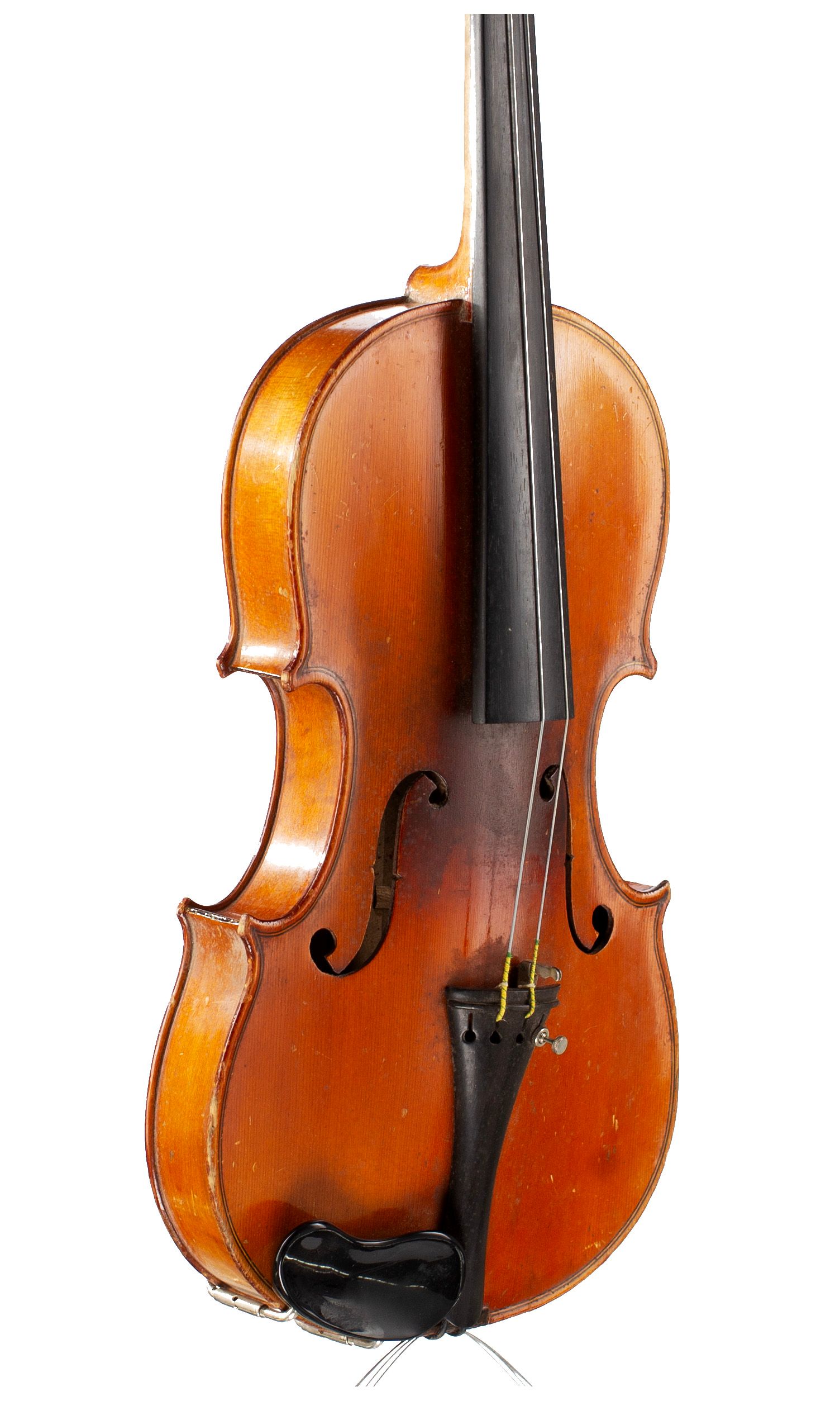 Three-quarter sized violin, Workshop of Jérôme Thibouville-Lamy, Mirecourt, circa 1900 — angled view, 40°