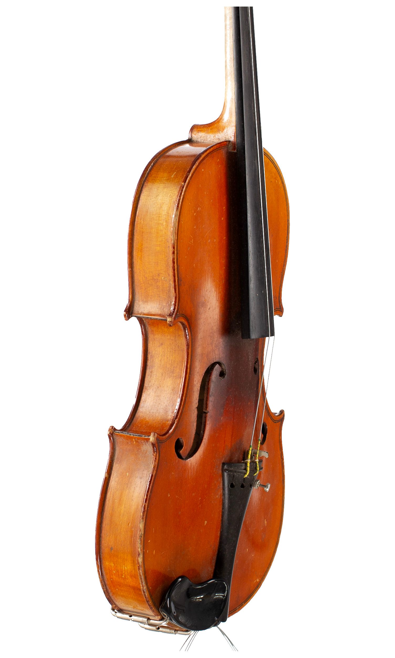 Three-quarter sized violin, Workshop of Jérôme Thibouville-Lamy, Mirecourt, circa 1900 — angled view, 60°
