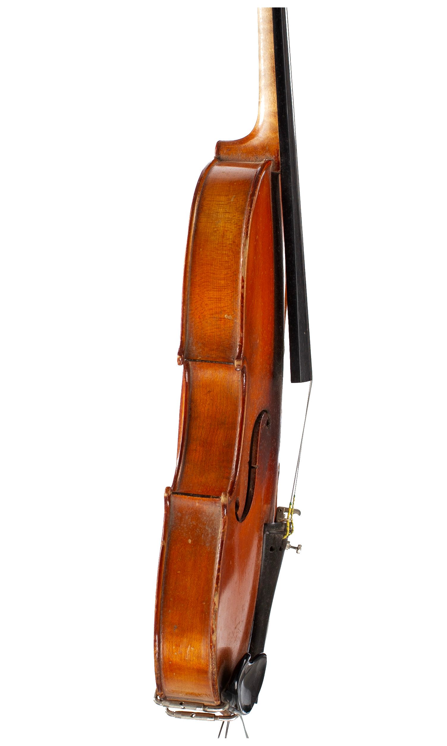 Three-quarter sized violin, Workshop of Jérôme Thibouville-Lamy, Mirecourt, circa 1900 — angled view, 80°