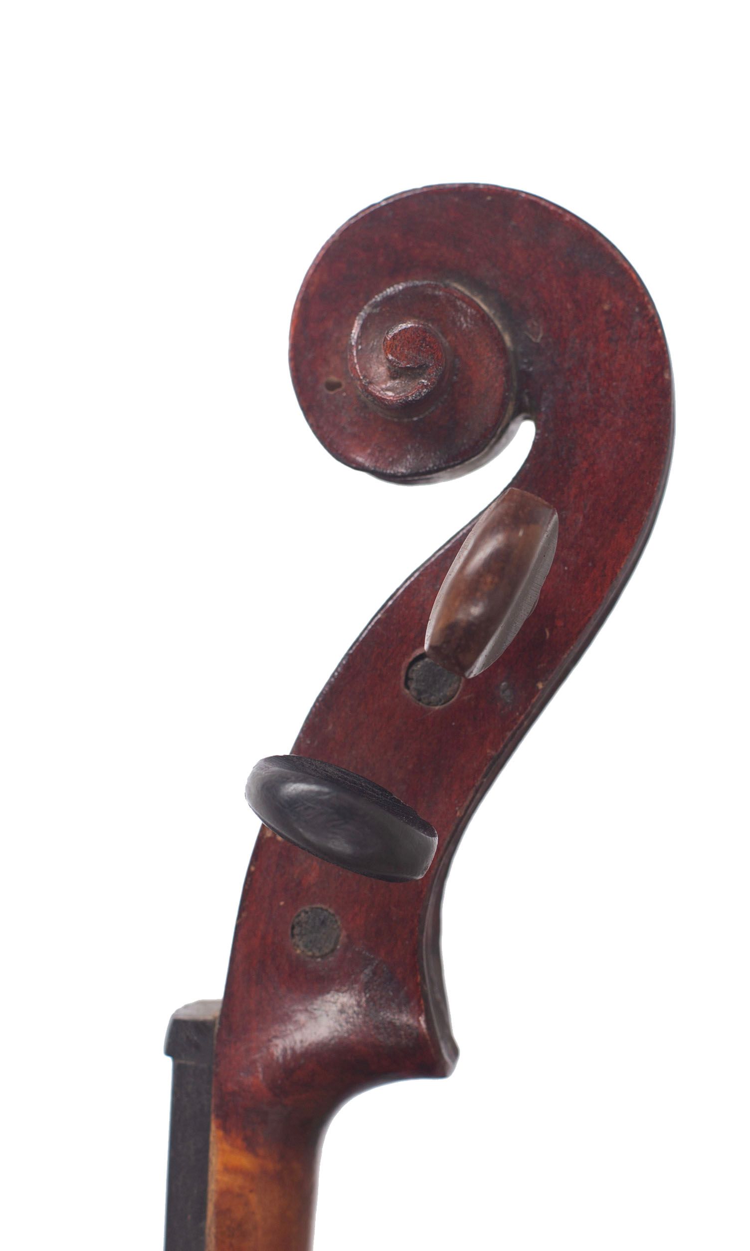 Violin, Workshop of Jérôme Thibouville-Lamy, Mirecourt, circa 1900 — scroll