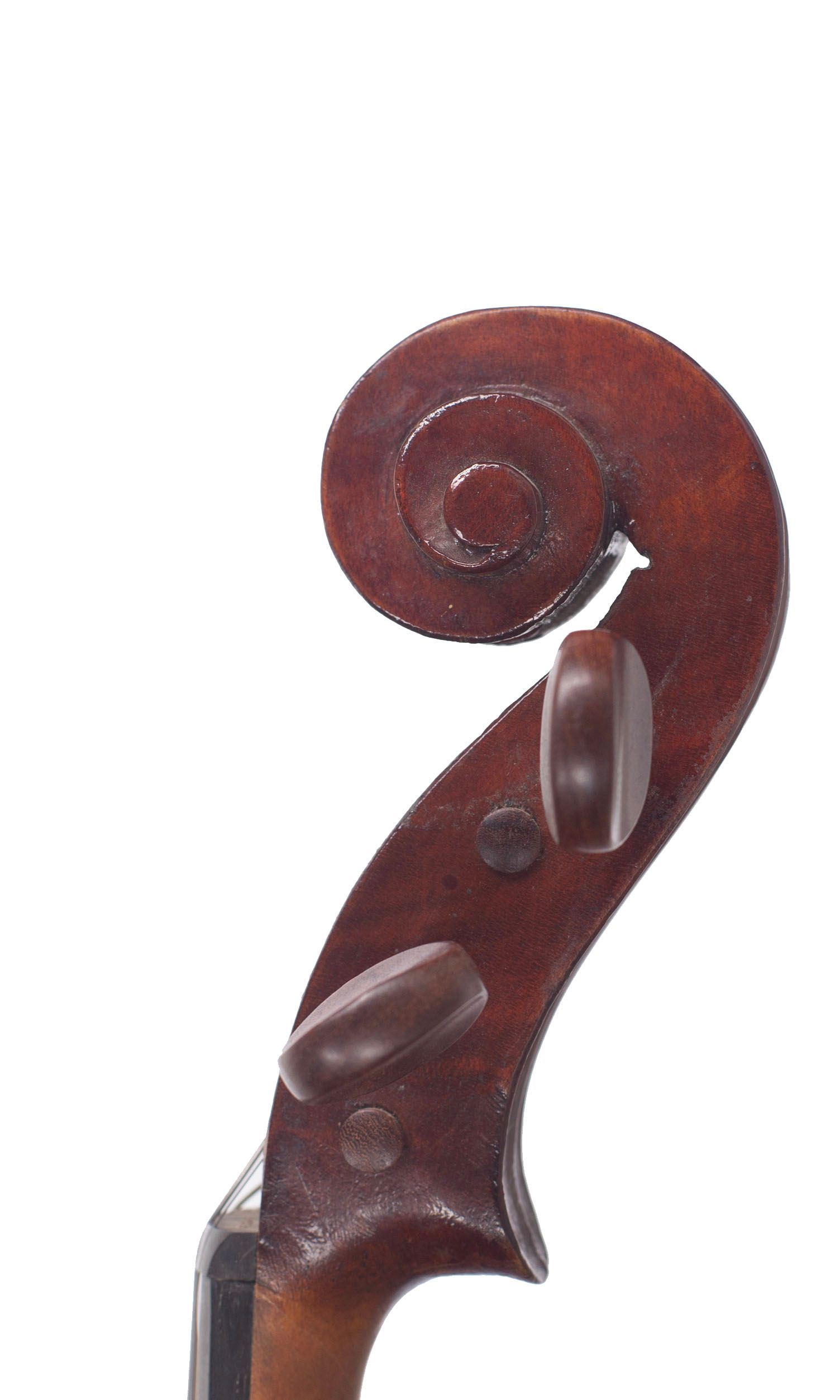 Violin, Workshop of Jérôme Thibouville-Lamy, Mirecourt, circa 1900 — scroll