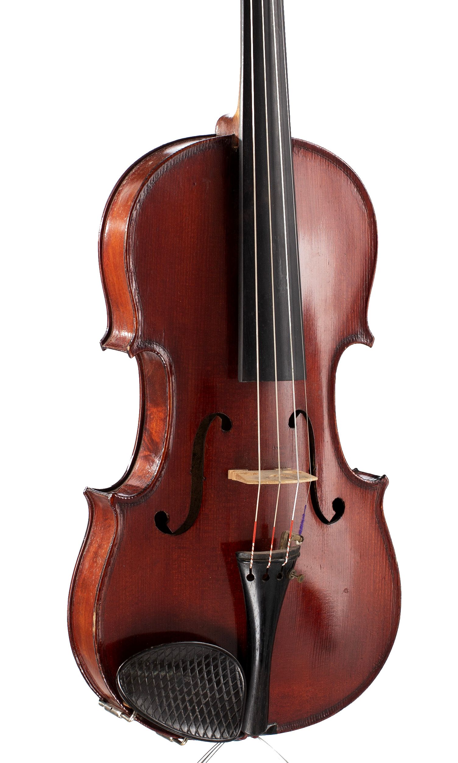 Violin, Workshop of Jérôme Thibouville-Lamy, Mirecourt, circa 1900 — angled view, 30°
