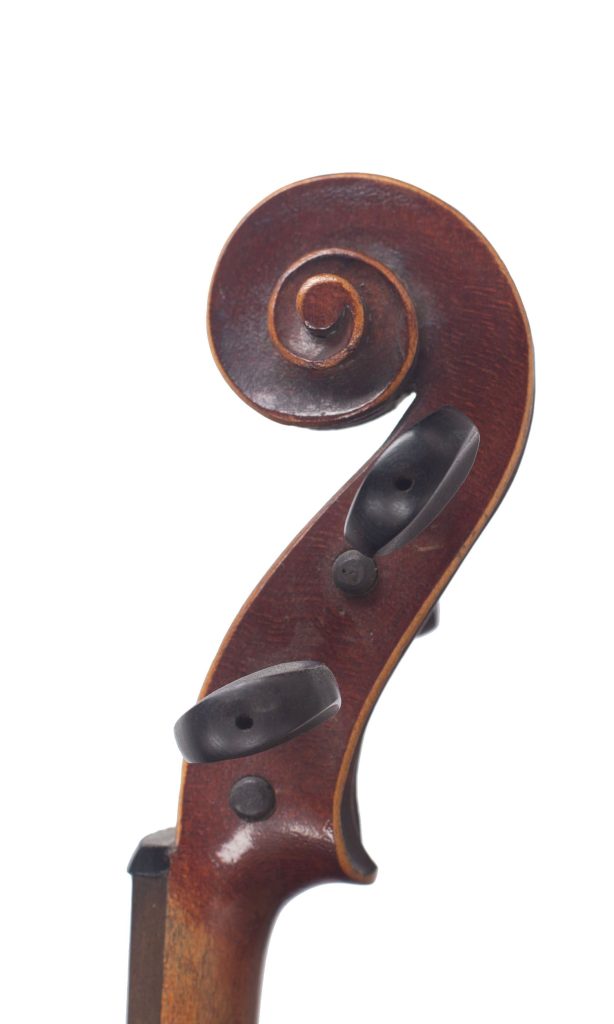 Violin, Workshop of Jérôme Thibouville-Lamy, Mirecourt, circa 1890 — scroll