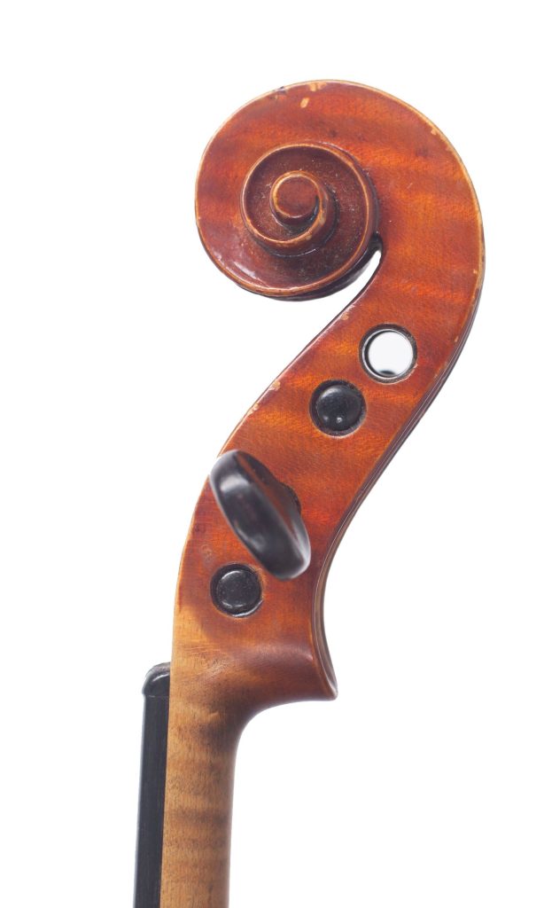 Violin by Dante and Alfredo Guastalla, Reggiolo Emilia, 1928 — scroll