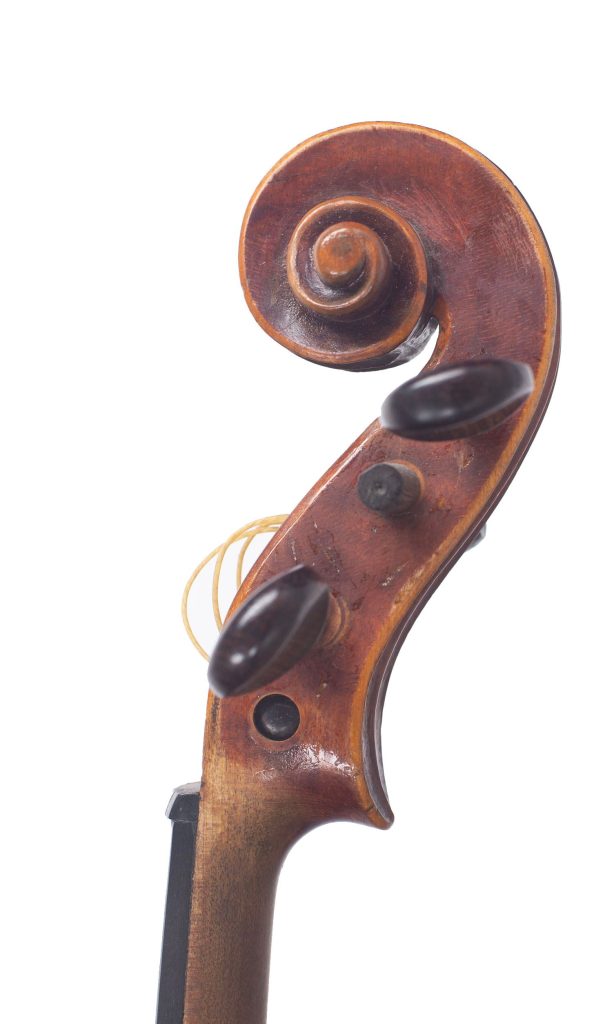 Violin, Workshop of Jérôme Thibouville-Lamy, Mirecourt, circa 1920 — scroll