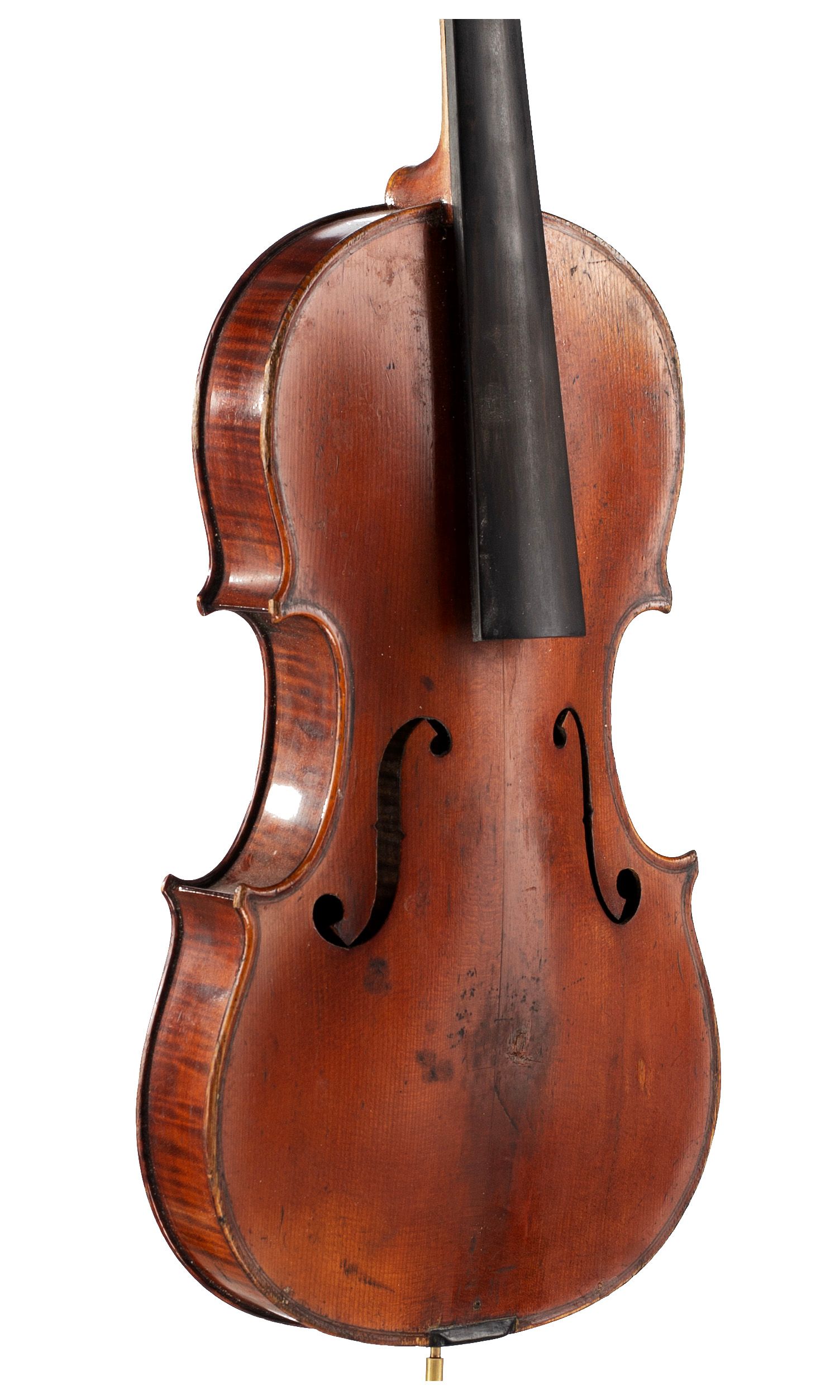 Violin, Workshop of Jérôme Thibouville-Lamy, Mirecourt, circa 1920 — angled view, 40°