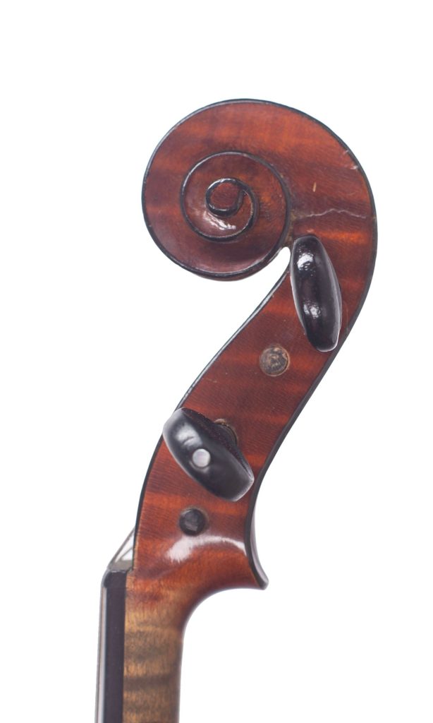 Violin, Workshop of Jérôme Thibouville-Lamy, Mirecourt, circa 1900 — scroll