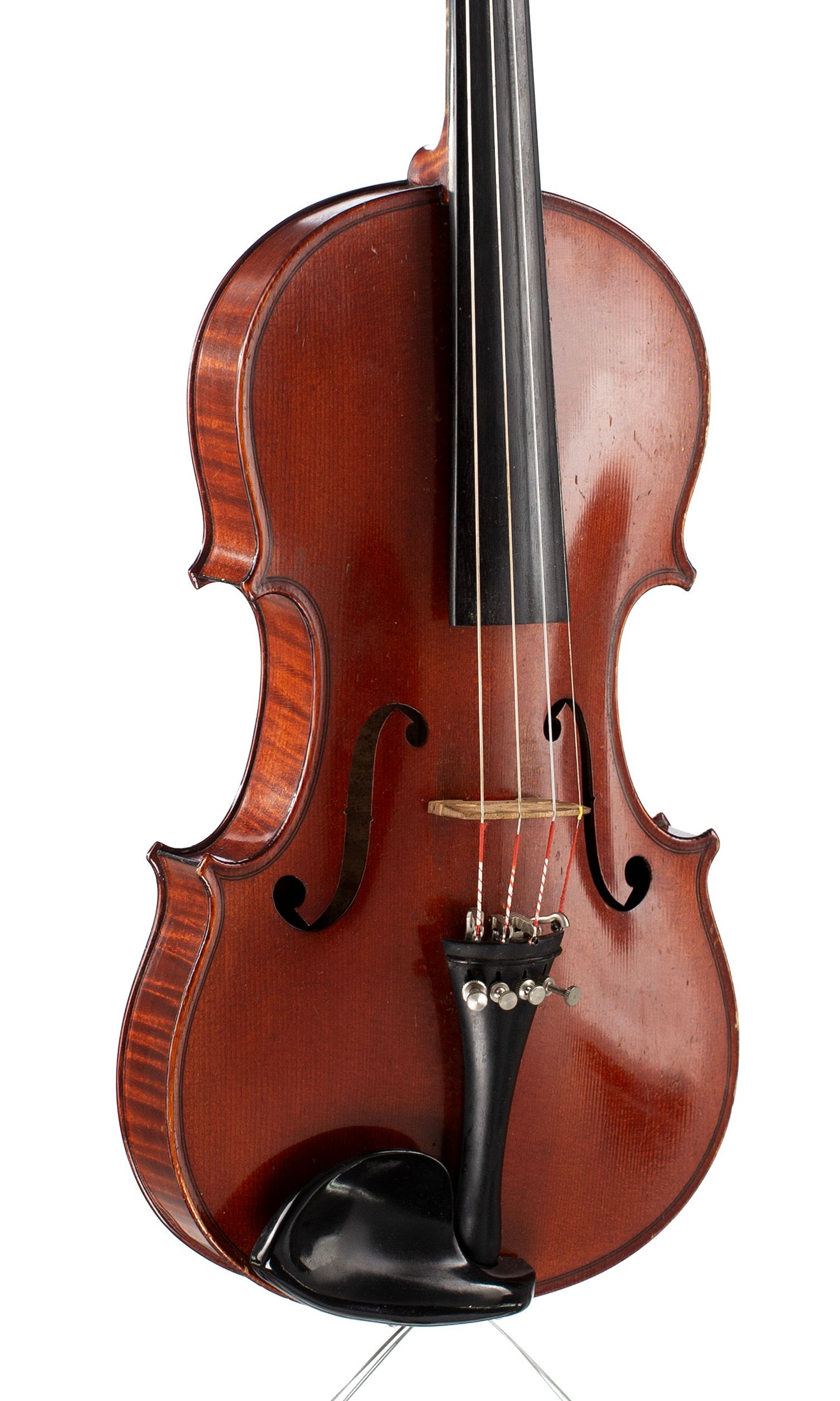 Violin, Workshop of Jérôme Thibouville-Lamy, Mirecourt, circa 1900 — angled view, 30°