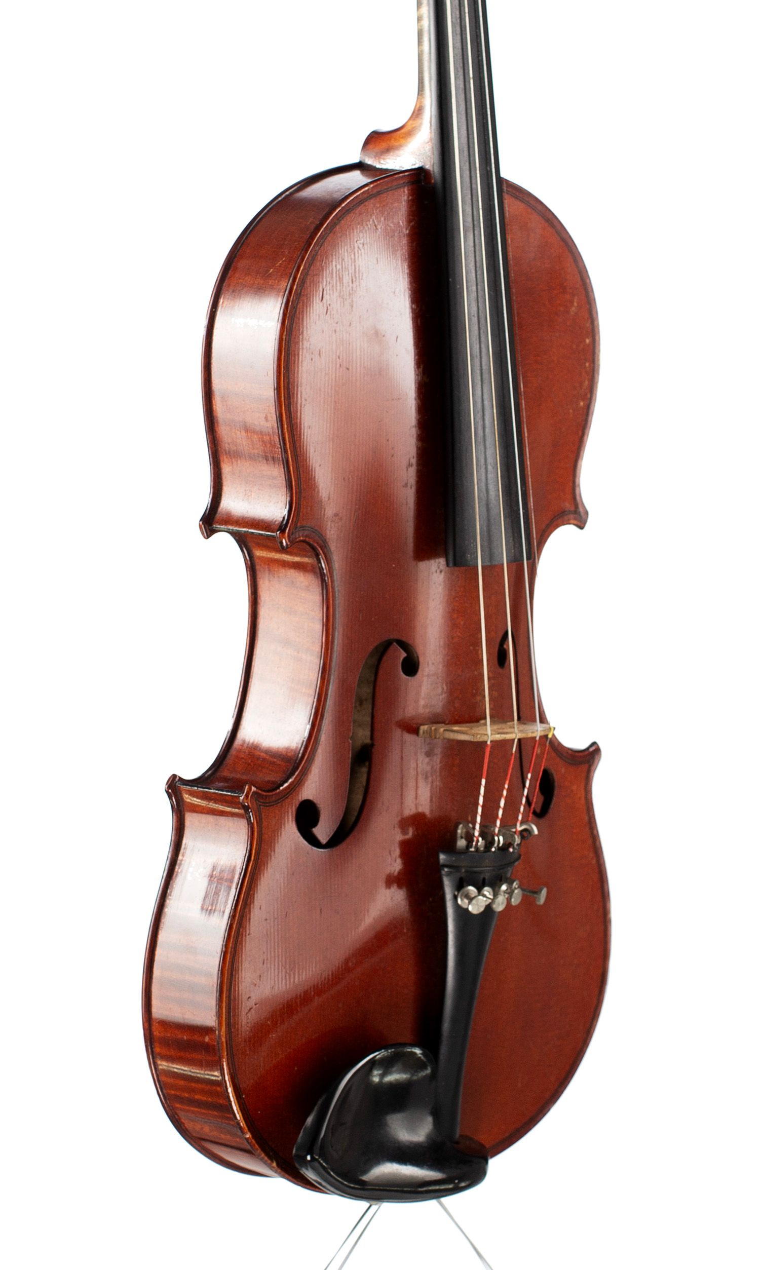 Violin, Workshop of Jérôme Thibouville-Lamy, Mirecourt, circa 1900 — angled view, 50°