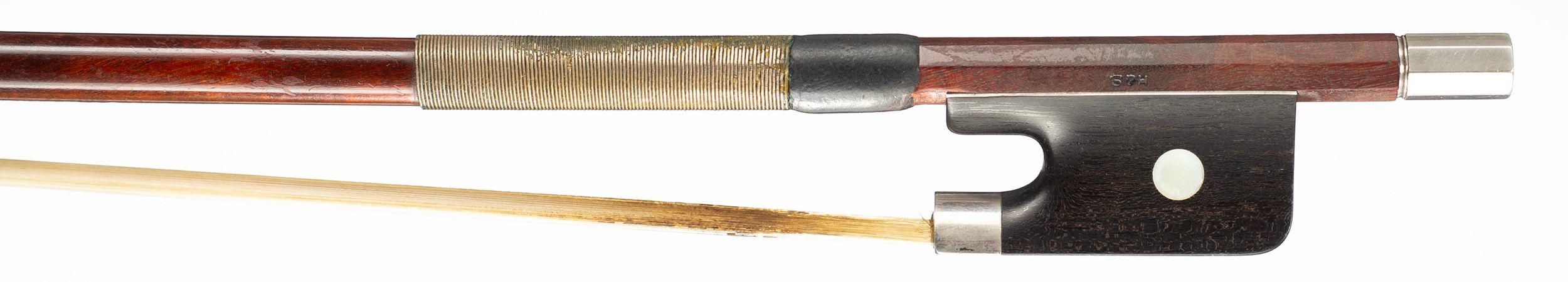A silver-mounted cello bow by W. E. Hill & Son, London, circa 1920 — frog