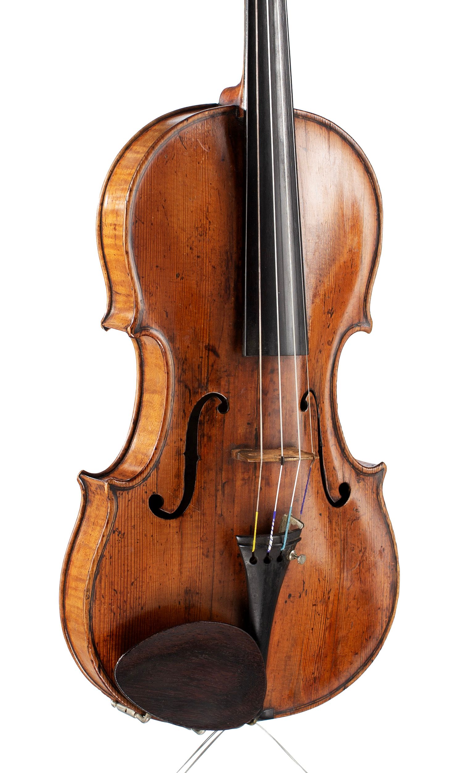 A violin by Barak Norman and Nathaniel Cross, London, circa 1720 — angled view, 30°