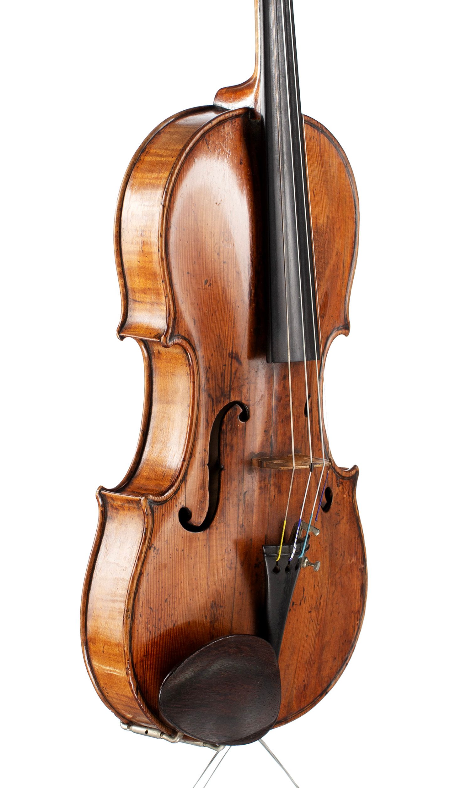 A violin by Barak Norman and Nathaniel Cross, London, circa 1720 — angled view, 50°