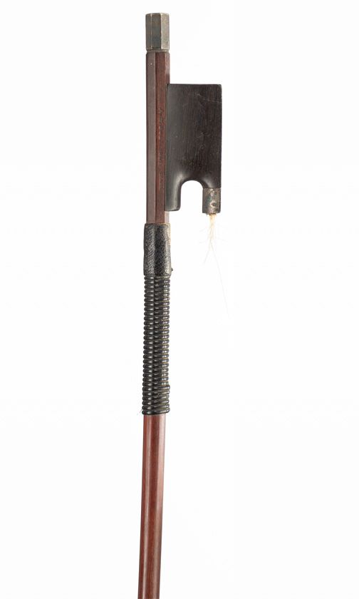 A silver-mounted violin bow by Arthur Richard Bultitude, England — frog detail