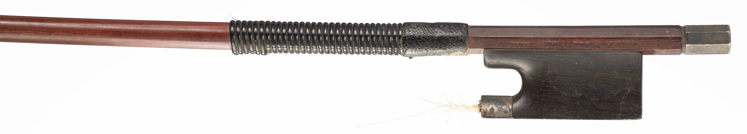 A silver-mounted violin bow by Arthur Richard Bultitude, England — frog