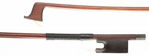A silver-mounted violin bow by Arthur Richard Bultitude, England — head and frog